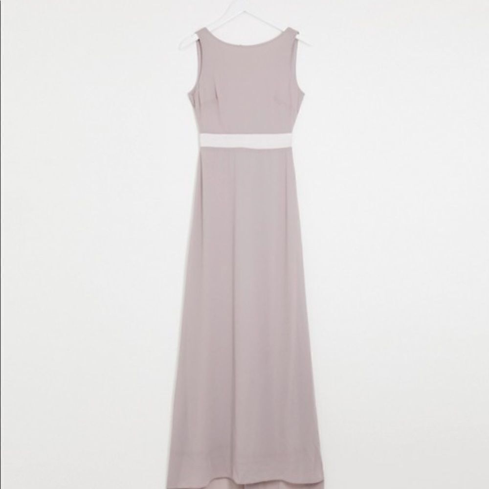 TFNC bow back maxi Bridesmaid dress in gray - Picture 5 of 8